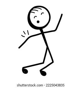 Stick figure with open arms, hand drawn icon of chill 
