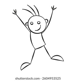 Stick figure with open arms, hand drawn icon of chill 