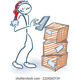 Stick figure orders as Nicholas with a tablet computer new goods