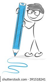 stick figure with a pencil