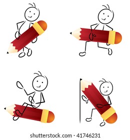 stick figure with pencil