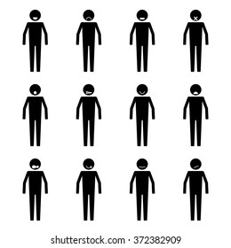 Stick Figure People Emotion or Expression set symbol icon pictogram
