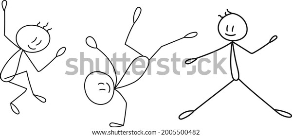 Stick Figure People Jumping Rejoice Isolated Stock Vector (Royalty Free ...