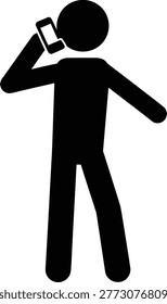 Stick figure person talking on phone