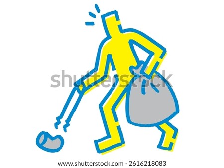 Stick Figure Picking Up Trash