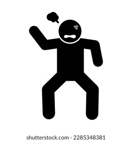 A stick figure pictogram depicting an angry person can be a simple and effective way to convey emotions in visual communication. 