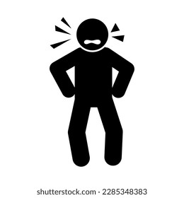 A stick figure pictogram depicting an angry person can be a simple and effective way to convey emotions in visual communication. 