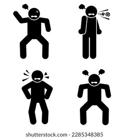 A stick figure pictogram depicting an angry person can be a simple and effective way to convey emotions in visual communication. 