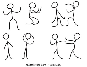 Stick figure pictogram icon, man scene stick,  Person Emotion