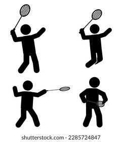 Stick figure or pictogram representation of badminton sport