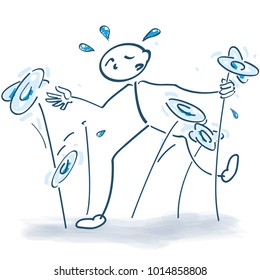 Stick figure with plates out of control