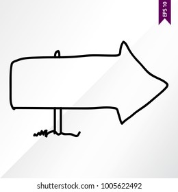 Stick figure pointer on the white, light backgroung, vector