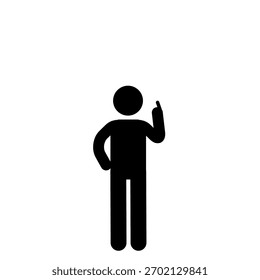 Strichfigur, die mit dem Finger nach vorne zeigt.