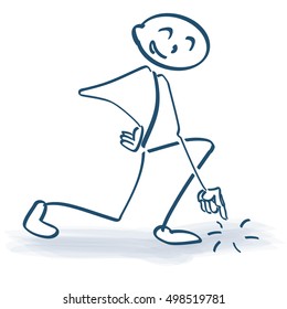 Stick figure pointing to the ground