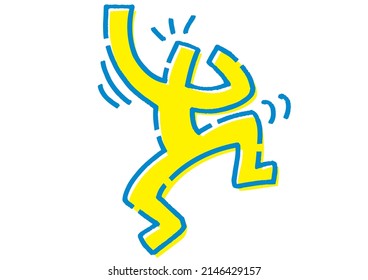 A stick figure poses happily. Hand-drawn vector data.