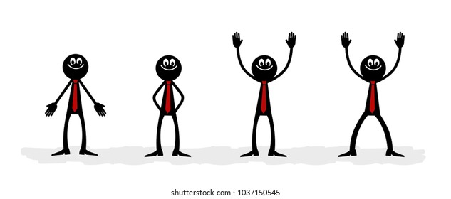 Stick figure positions set vector