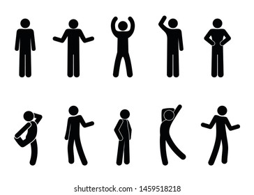 Stick Figure Positions Set Vector Man