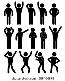 Stick figure positions set vector. Pictogram Icon 