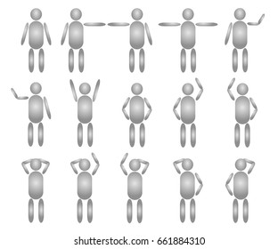 Stick figure positions set vector