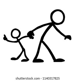 Stick Figure Pulling Child Along