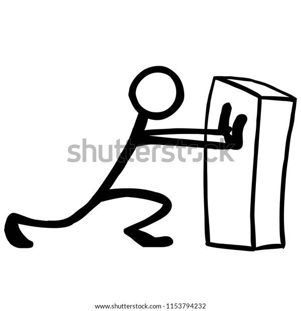 Stick Figure Push Box Stock Vector (royalty Free) 1153794232 