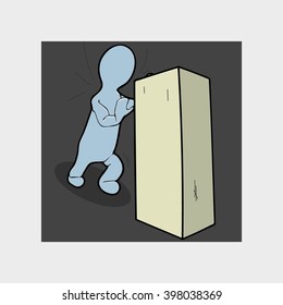 Stick Figure pushing a box