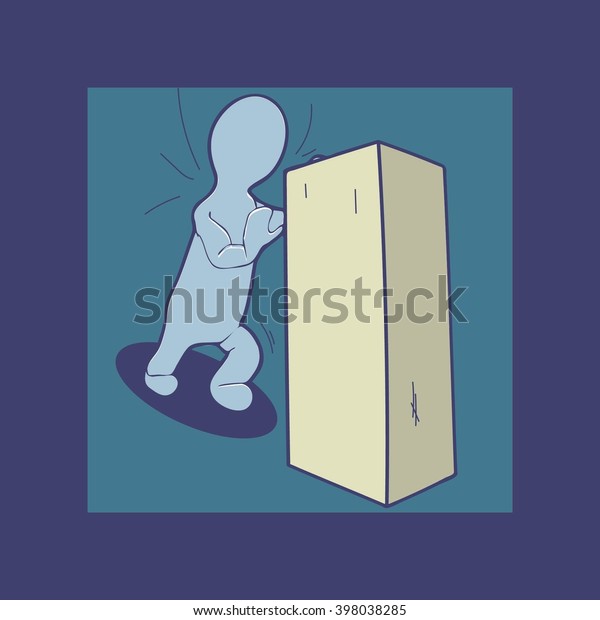 Stick Figure Pushing Box Stock Vector (Royalty Free) 398038285 ...