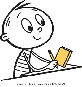 Stick Figure Lectura de libros Aprendizaje y concepto de Educación Vector