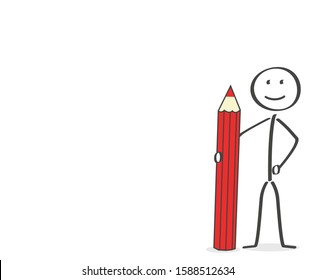 stick figure with red crayon