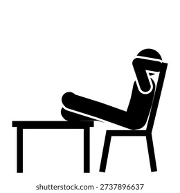 Stick figure relaxing while sitting on chair
