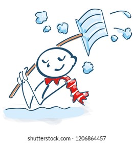Stick figure and roll over the snowman