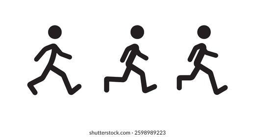 Stick figure running animation sequence vector illustration motion graphics design element clip art image