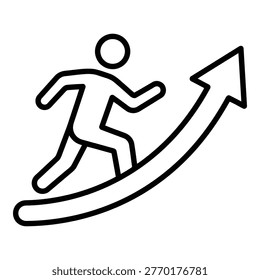 Stick figure running up an arrow