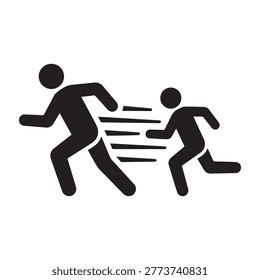 Stick figure running away from another person in a chase