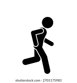 Stick figura corriendo rápido con toda la energía.
