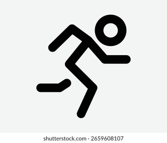 Stick Figure Running Man Run Runner Athlete Sprinting Dash Dashing Race Racing Fast Start Line Black White Icon Sign Symbol Vector Illustration Artwork
