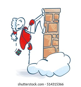 Stick figure Santa goes high at the stone