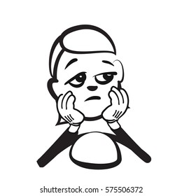 Stick figure series emotions - bored, hand-drawn vector clipart