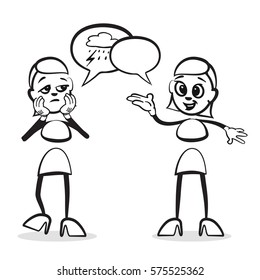 Stick Figure Series Emotions - Convince, hand-drawn vector clipart