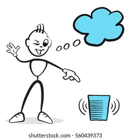 Stick figure series emotions - Discard, new beginning, Hand drawn Vector Artwork