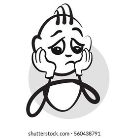 Stick figure series emotions - Grief, Hand drawn Vector Artwork