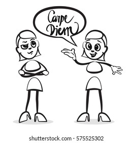 Stick figure series emotions - motivate, hand-drawn vector clipart