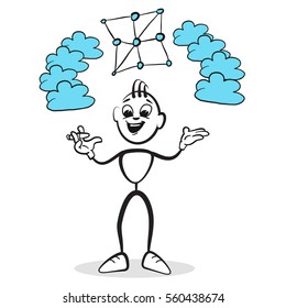 Stick figure series emotions - Network Cloud, Hand drawn Vector Artwork
