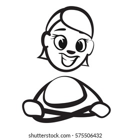 Stick figure series emotions - restrained enjoy, hand-drawn vector clipart