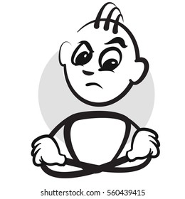 Stick figure series emotions - Restraint, Hand drawn Vector Artwork