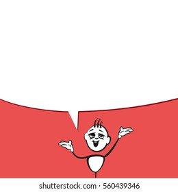 Stick figure series emotions - Speech bubble large, Hand drawn Vector Artwork