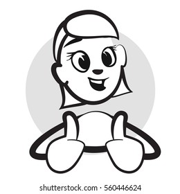 Stick figure series emotions - Thumbs up, happy, Hand drawn Vector Artwork
