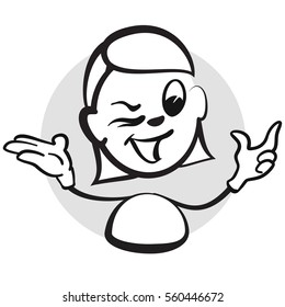 Stick figure series emotions - Woman blink, Hand drawn Vector Artwork