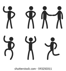 Stick Figure. set of people in different poses. vector