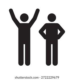 Stick figura conjunto de dois homens mostrando sucesso e confiança linguagem corporal.